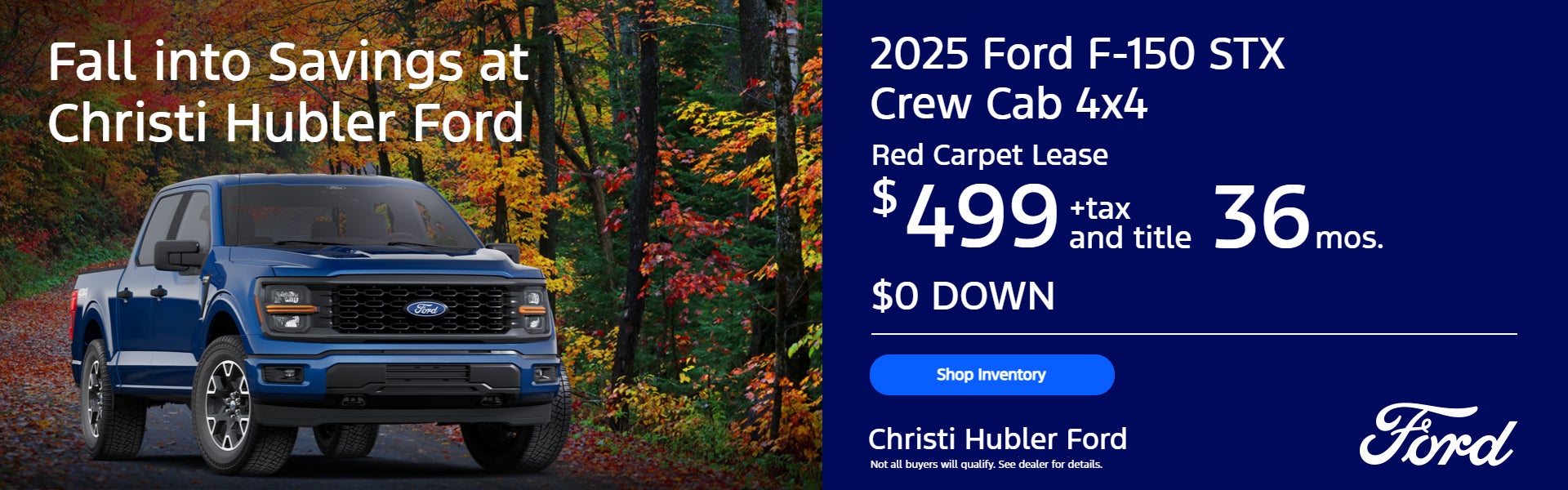2025 Ford F-150 STX Crew Cab 4x4 Red Carpet Lease $499/36Mos
